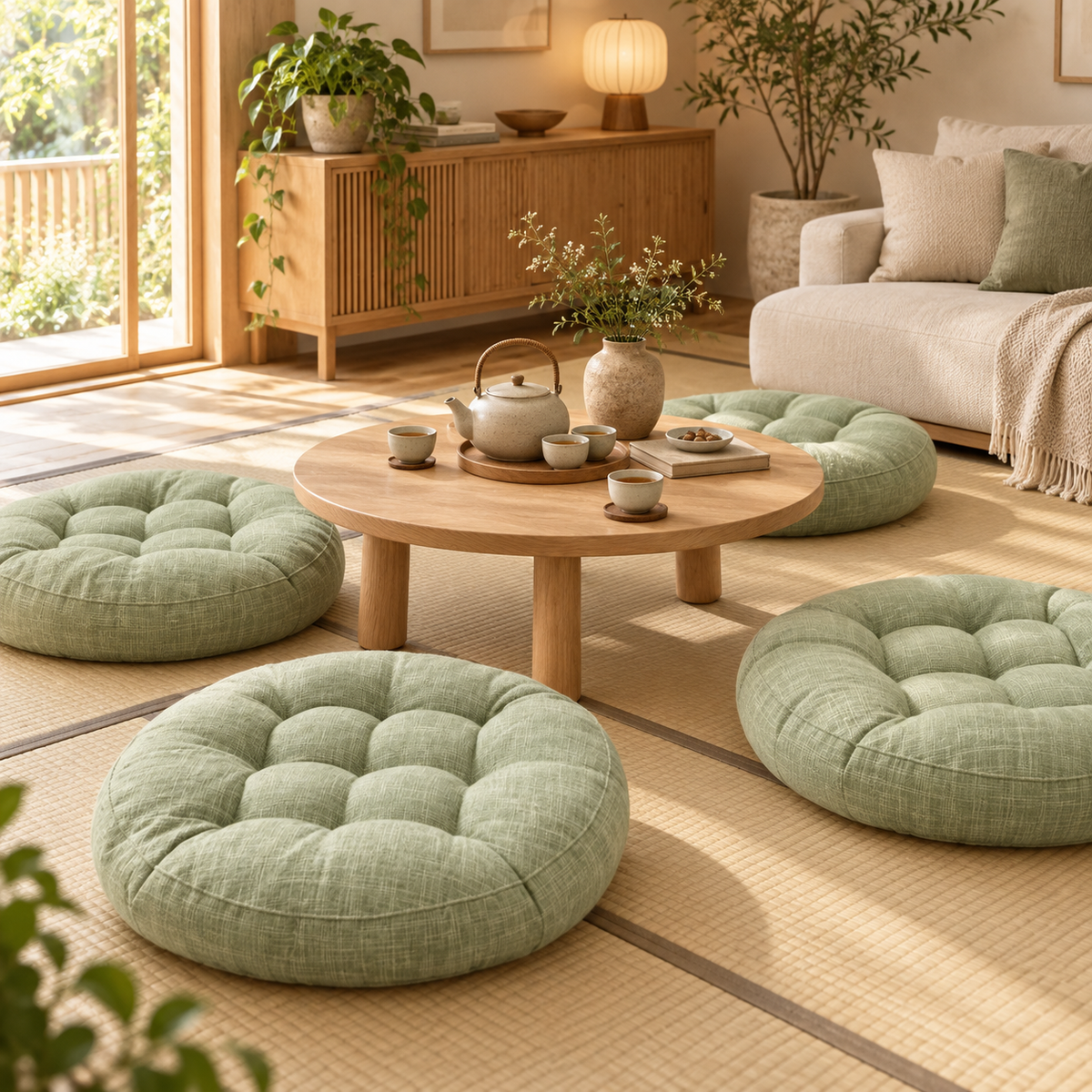 Coussin de Sol Rond Capitonné