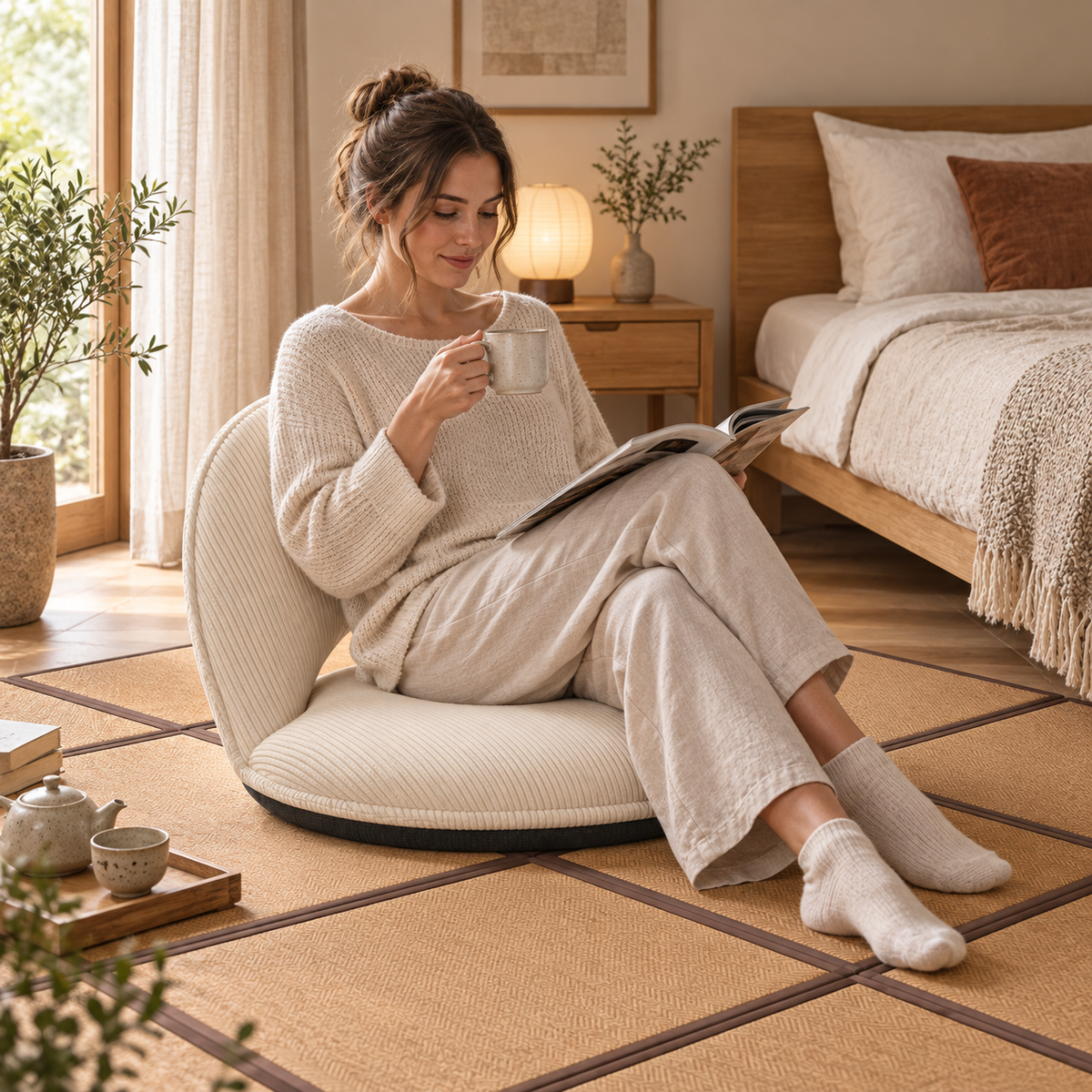 Chaise de sol pliable à dossier réglable