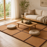 Tapis tatami en dalle dans un salon japandi avec table basse