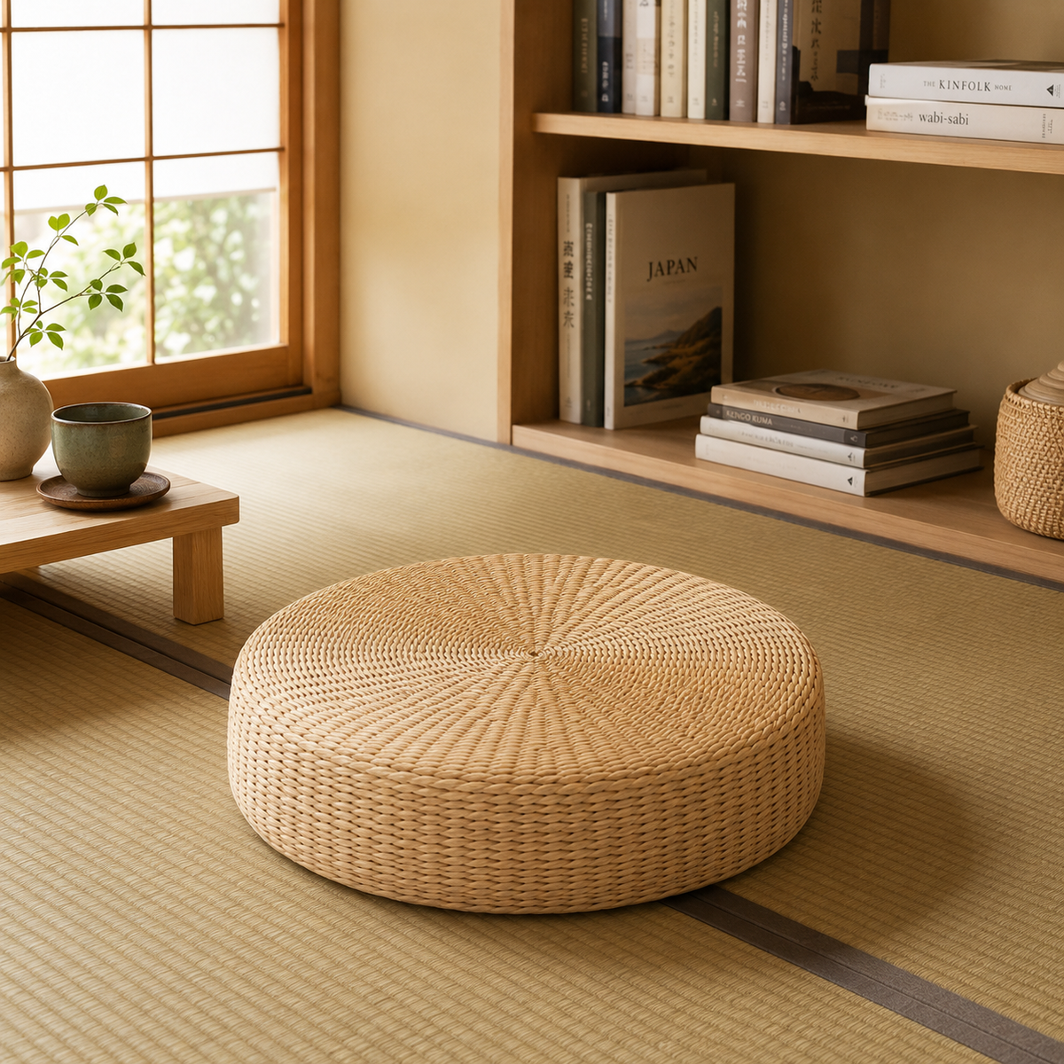 Coussin de Sol Rond en Paille Naturelle